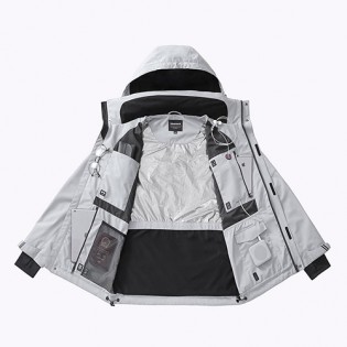 ULEEMARK mens multifunctional super storage travel jacket Gray